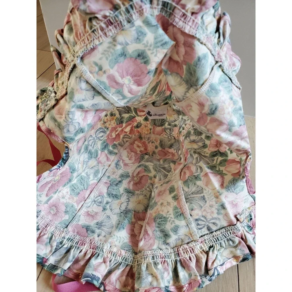 Longaberger Basket Liners Set 2 Medium Floral & Red Fabric USA Country Decor